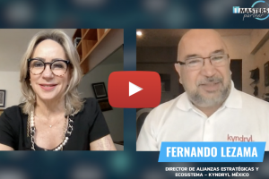 Mónica Mistretta, de Netmedia, y Fernando Lezama de Kyndryl