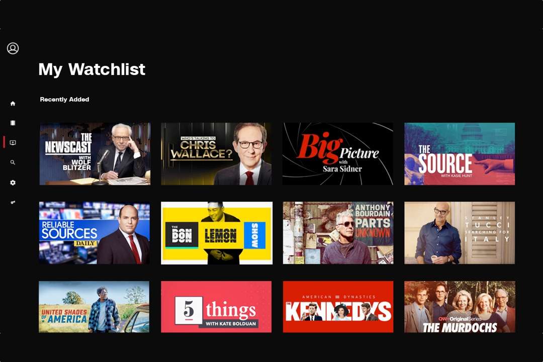 Vista del menú de la plataforma CNN+.