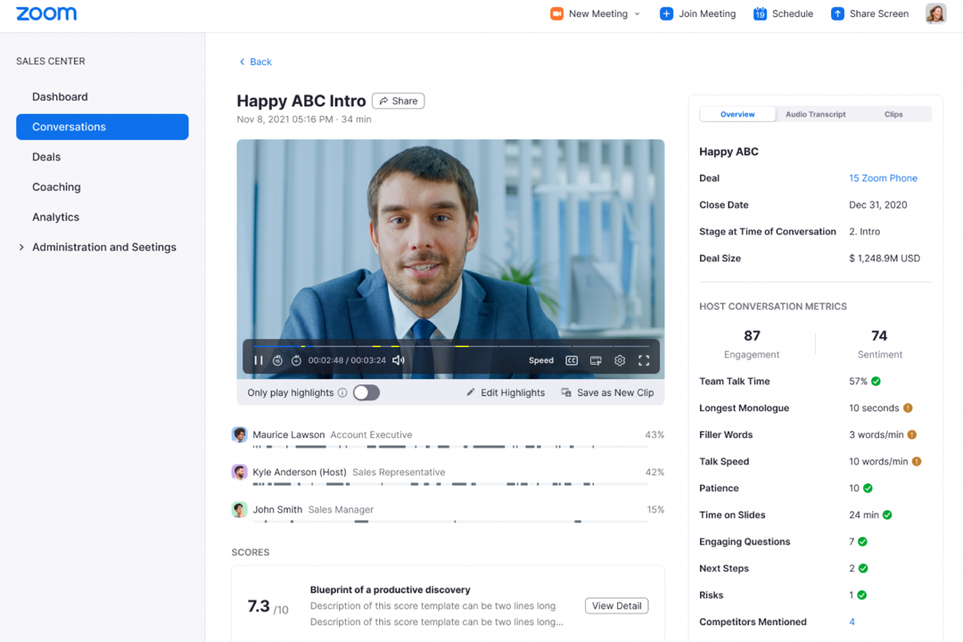 Zoom usa inteligencia artificial para analizar conversaciones de equipos de venta
