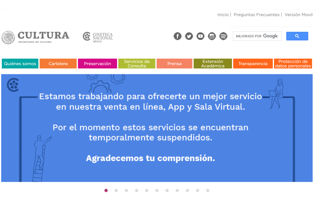 Cineteca Nacional lleva más de tres semanas sin venta de boletos en línea