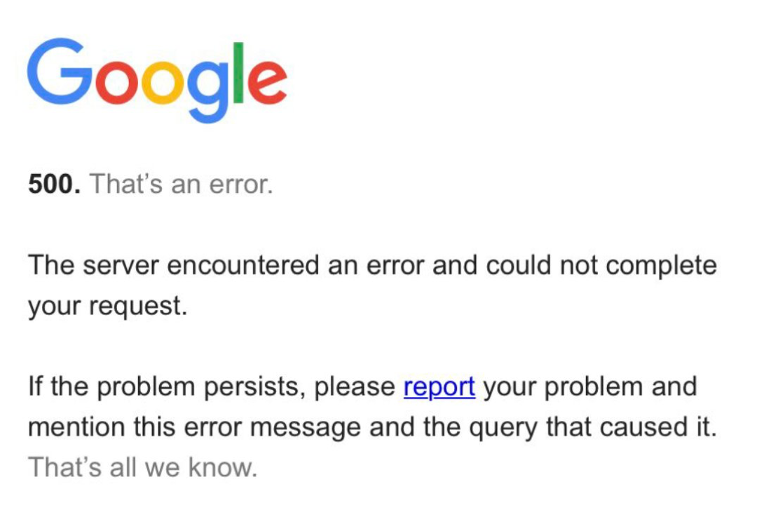 Usuarios reportan caída del buscador de Google